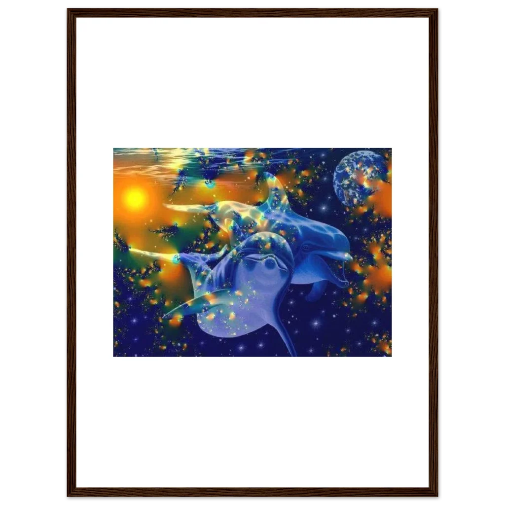 dolphin Premium Semi-Glossy Paper Wooden Framed Poster - Poster