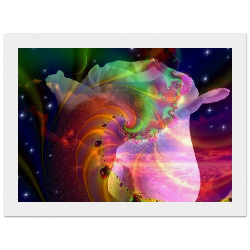 Framed Art Print of cosmic rosebud Museum-Quality Matte Paper Wooden Framed Poster
