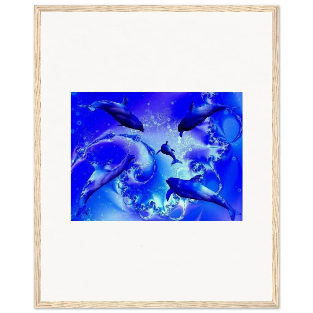 dancing dolphins Museum-Quality Matte Paper Wooden Framed Poster - Poster