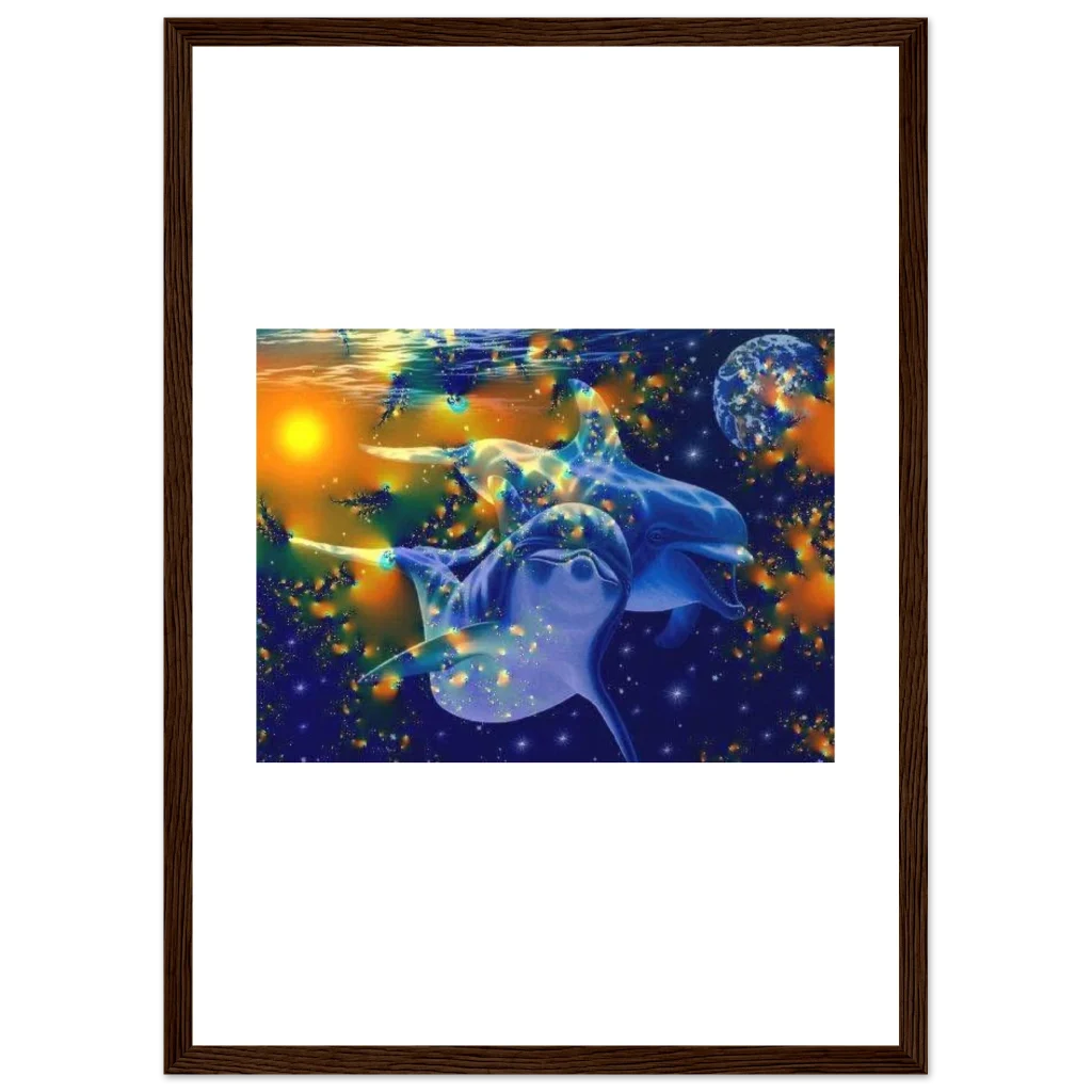 dolphin Premium Semi-Glossy Paper Wooden Framed Poster - Poster