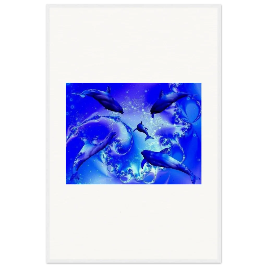 dancing dolphins Museum-Quality Matte Paper Wooden Framed Poster - Poster