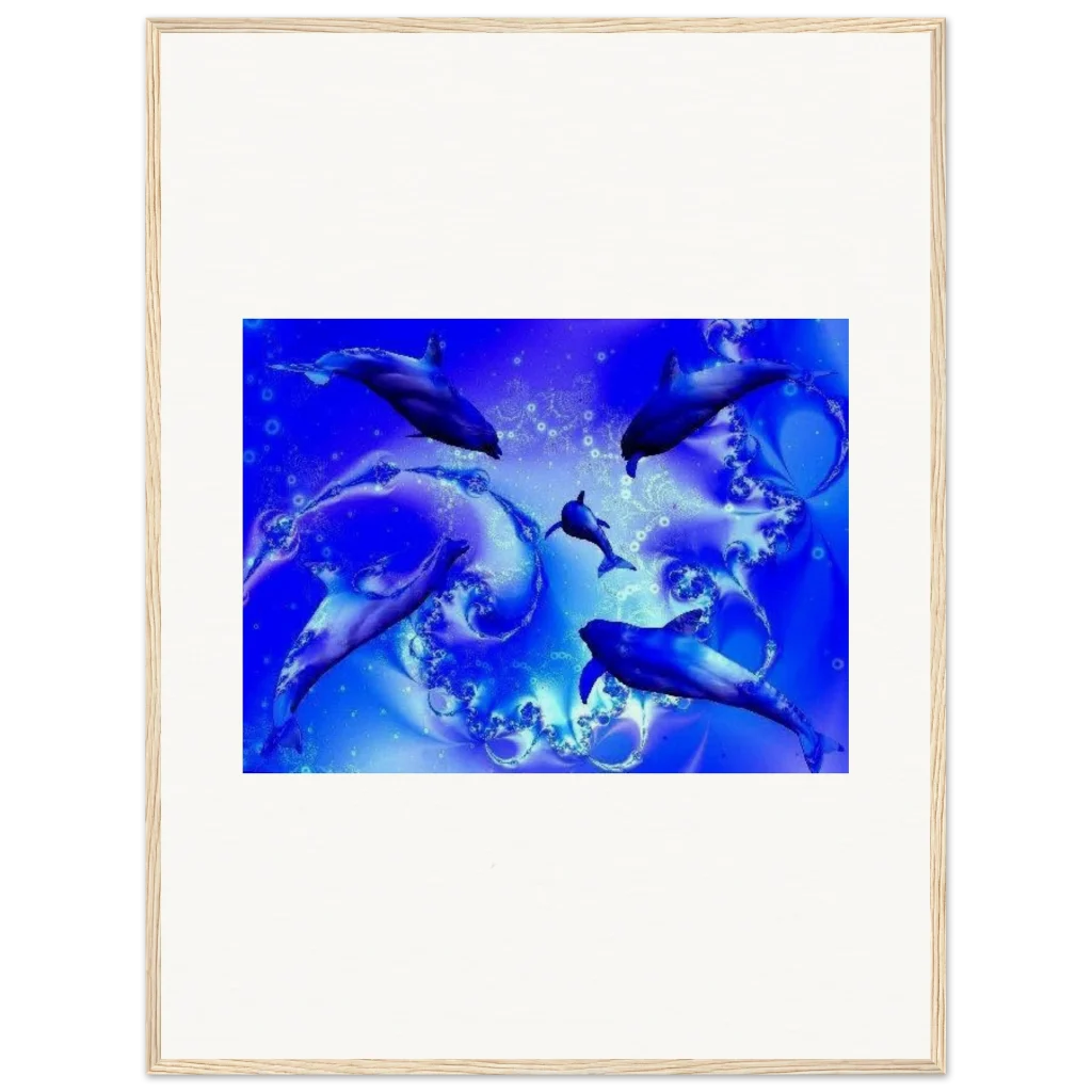 dancing dolphins Museum-Quality Matte Paper Wooden Framed Poster - Poster