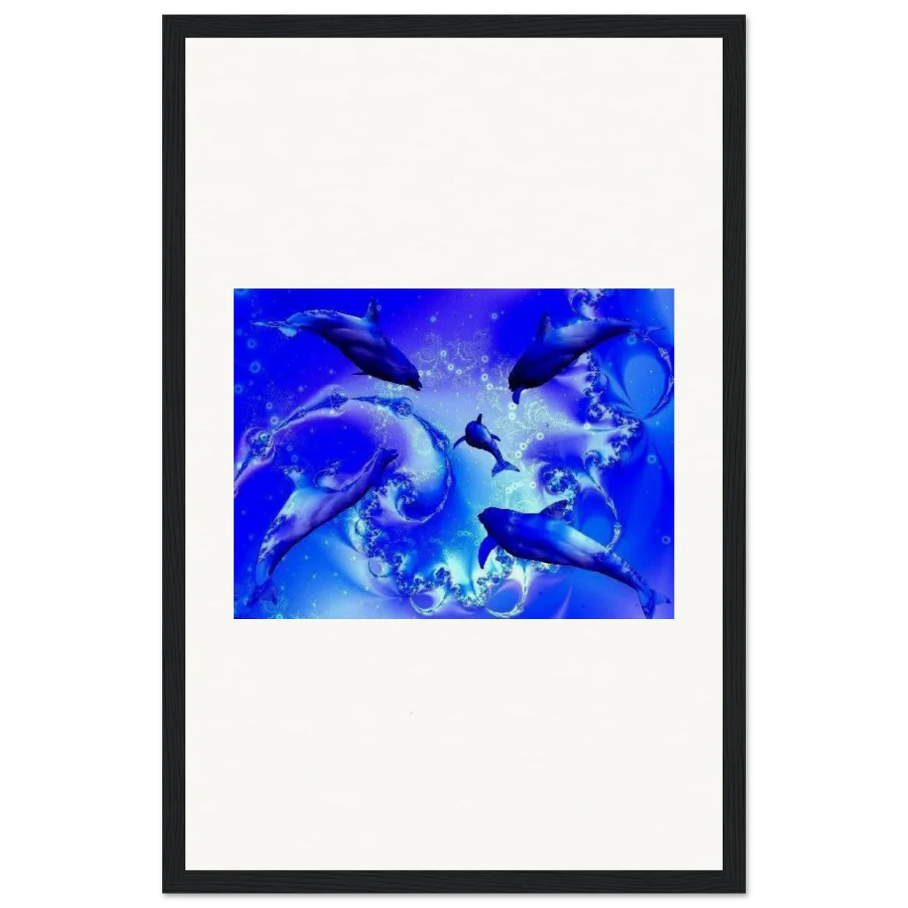 dancing dolphins Museum-Quality Matte Paper Wooden Framed Poster - Poster