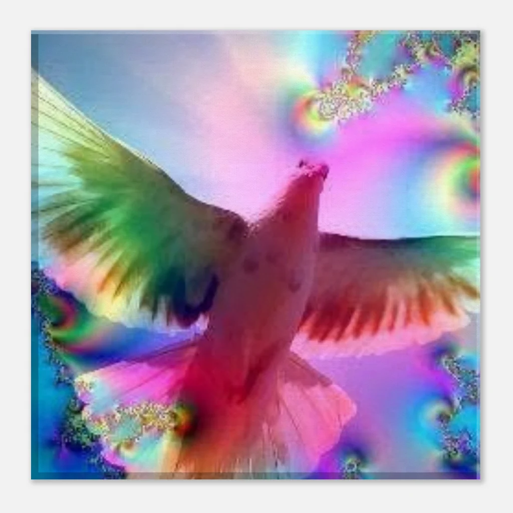 Romantic Dove Canvas Print – Bright Colors, Immersive Art Experience - Poster