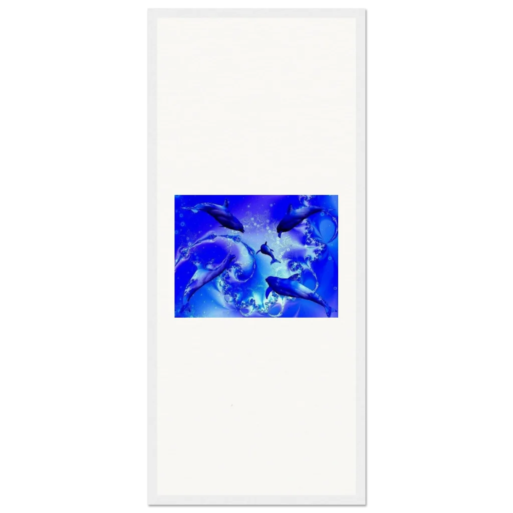 dancing dolphins Museum-Quality Matte Paper Wooden Framed Poster - Poster