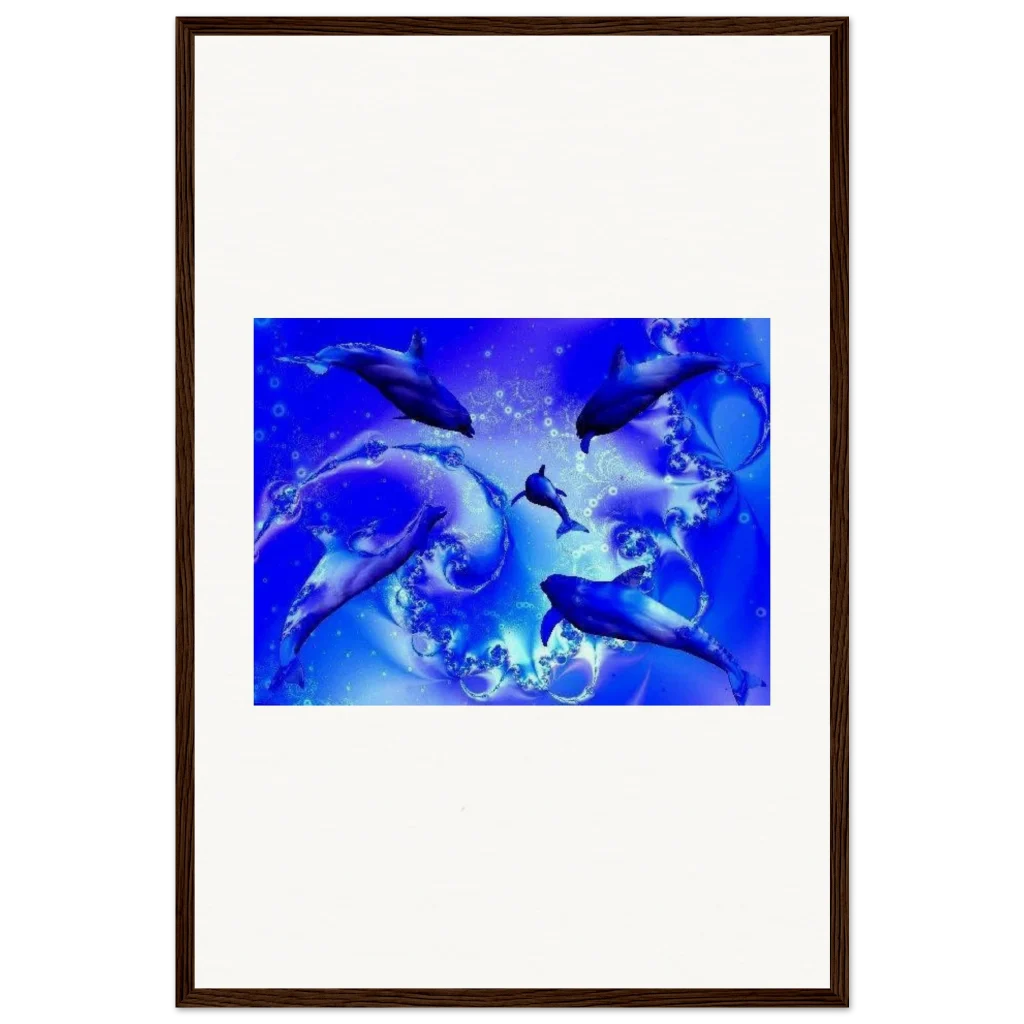 dancing dolphins Museum-Quality Matte Paper Wooden Framed Poster - Poster