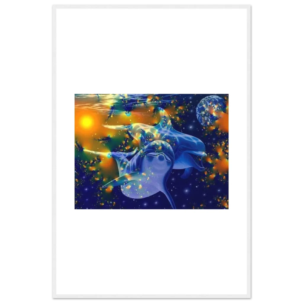 dolphin Premium Semi-Glossy Paper Wooden Framed Poster - Poster