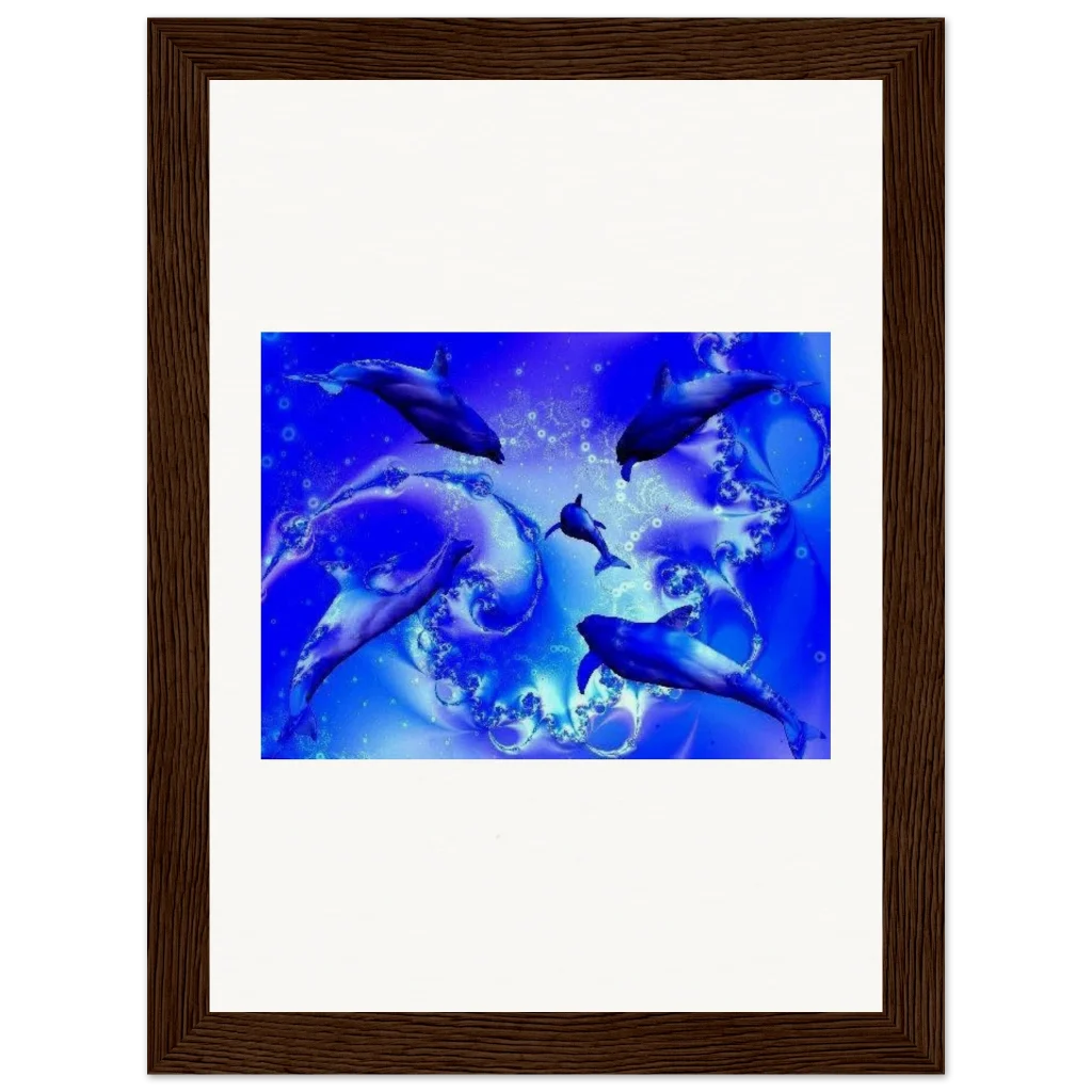 dancing dolphins Museum-Quality Matte Paper Wooden Framed Poster - Poster