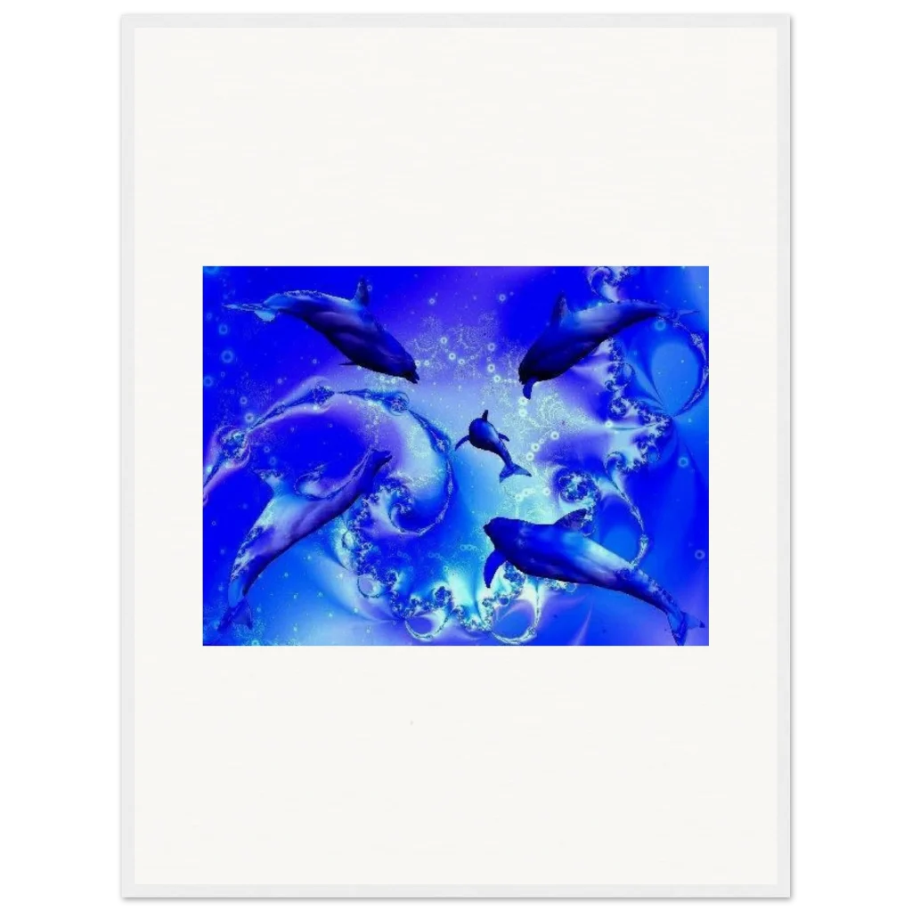 dancing dolphins Museum-Quality Matte Paper Wooden Framed Poster - Poster