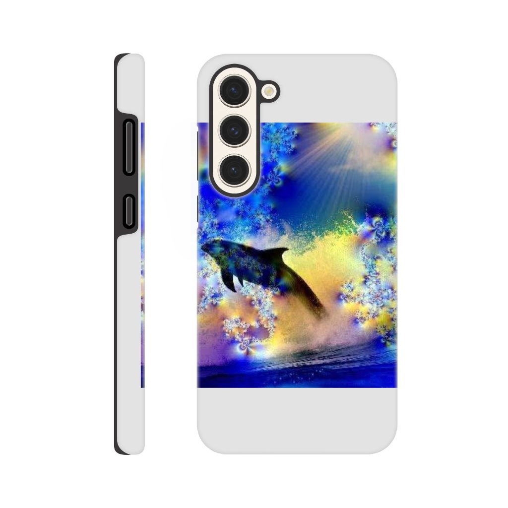 Framed Art Print of Brian Exton Dolphin Art Tough Phone Case – Dual-Layered Protection & Wireless Charging Compatible