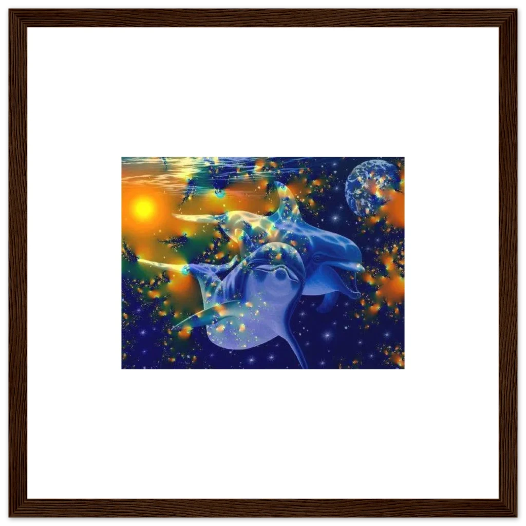 dolphin Premium Semi-Glossy Paper Wooden Framed Poster - Poster