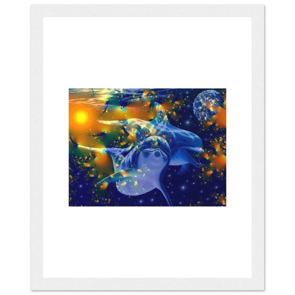 dolphin Premium Semi-Glossy Paper Wooden Framed Poster - Poster