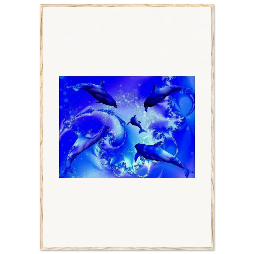 dancing dolphins Museum-Quality Matte Paper Wooden Framed Poster - Poster