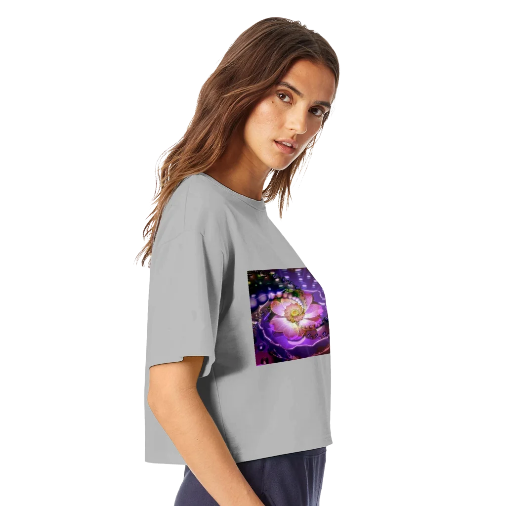 Framed Art Print of vibrant flower Women's Cropped Heritage Crewneck T-Shirt | Champion T453W