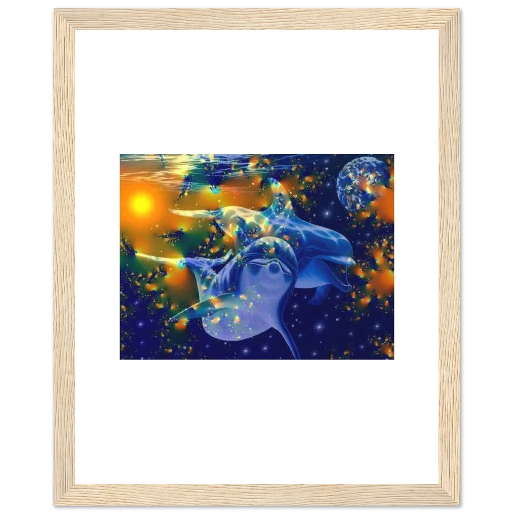 dolphin Premium Semi-Glossy Paper Wooden Framed Poster - Poster