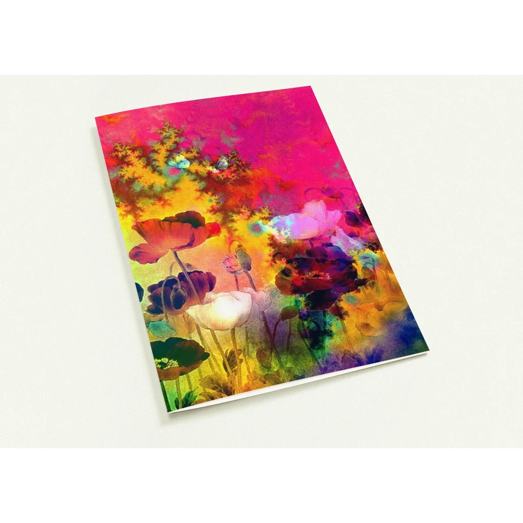 Poppies Digital Art Greeting Cards – Vibrant Colors, Pack of 10, Eco-Friendly Paper - Poster