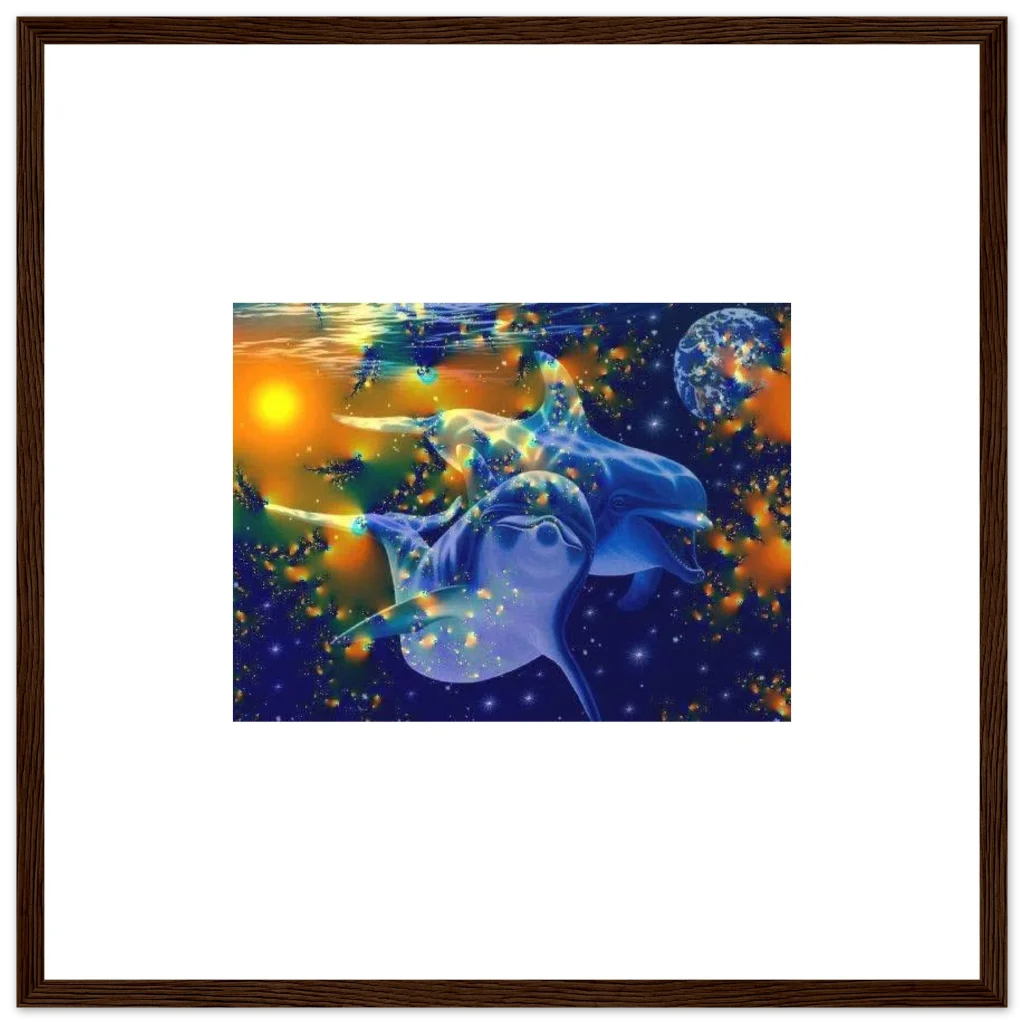 dolphin Premium Semi-Glossy Paper Wooden Framed Poster - Poster