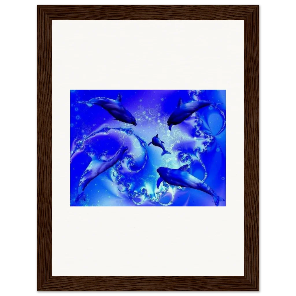 dancing dolphins Museum-Quality Matte Paper Wooden Framed Poster - Poster
