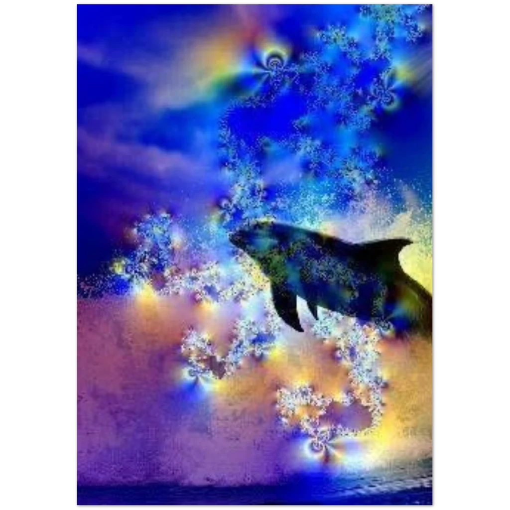 Framed Art Print of Dolphin Ocean Art Greeting Cards - Pack of 10, Eye-Catching Design, Eco-Friendly Paper