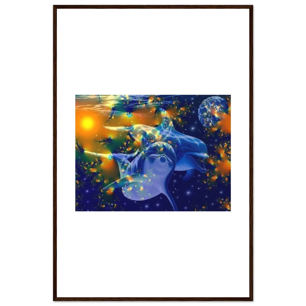dolphin Premium Semi-Glossy Paper Wooden Framed Poster - Poster