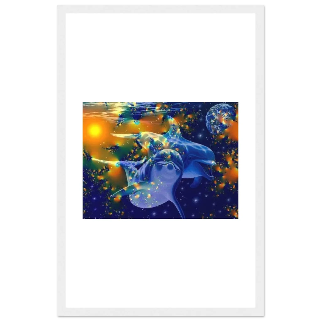 dolphin Premium Semi-Glossy Paper Wooden Framed Poster - Poster