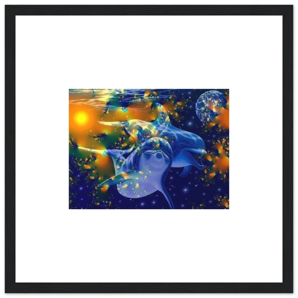 dolphin Premium Semi-Glossy Paper Wooden Framed Poster - Poster