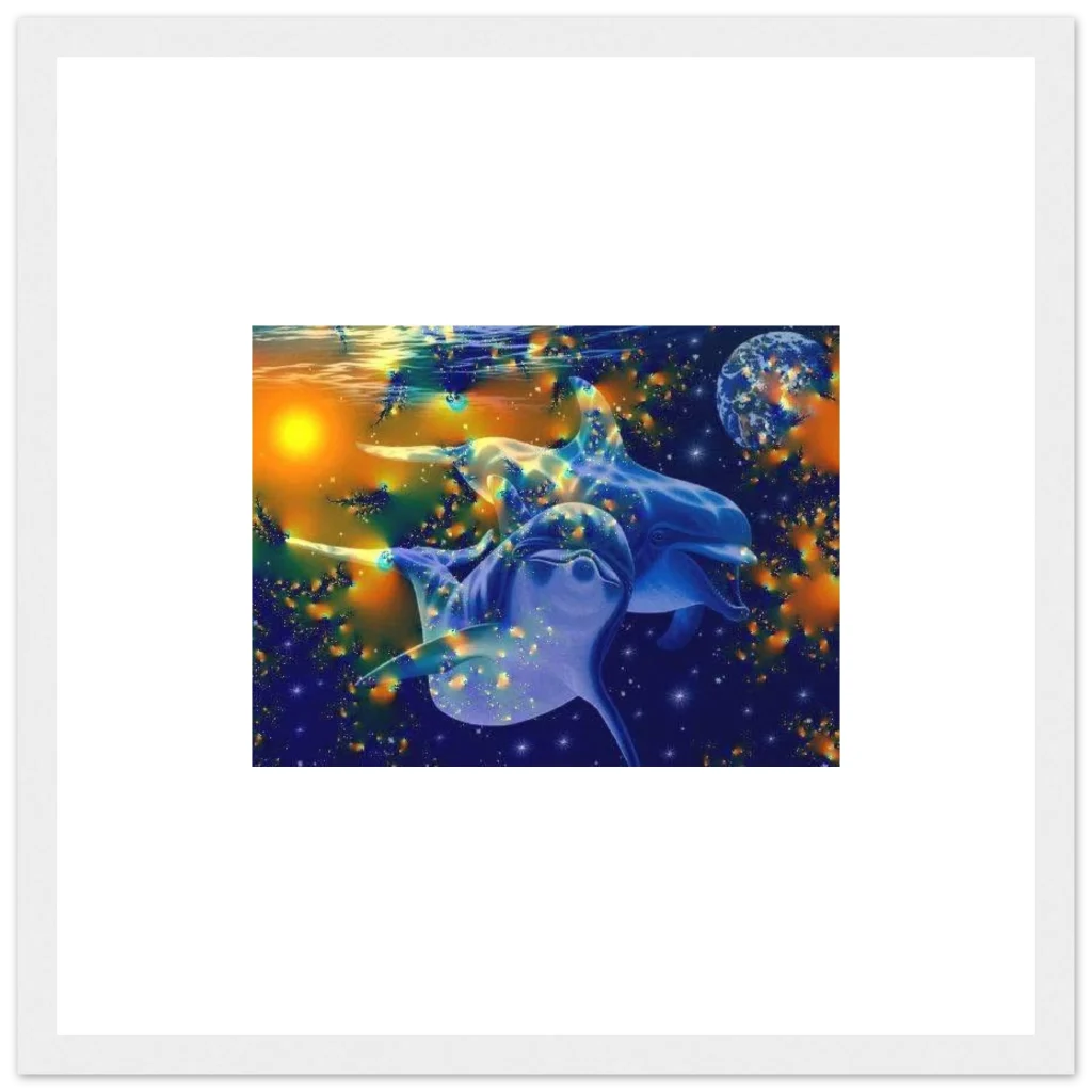dolphin Premium Semi-Glossy Paper Wooden Framed Poster - Poster