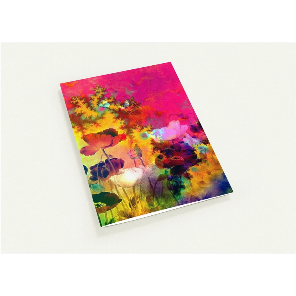 Poppies Digital Art Greeting Cards – Vibrant Colors, Pack of 10, Eco-Friendly Paper - Poster