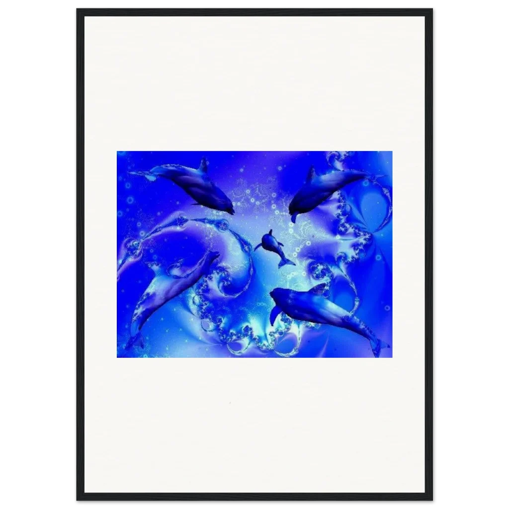 dancing dolphins Museum-Quality Matte Paper Wooden Framed Poster - Poster