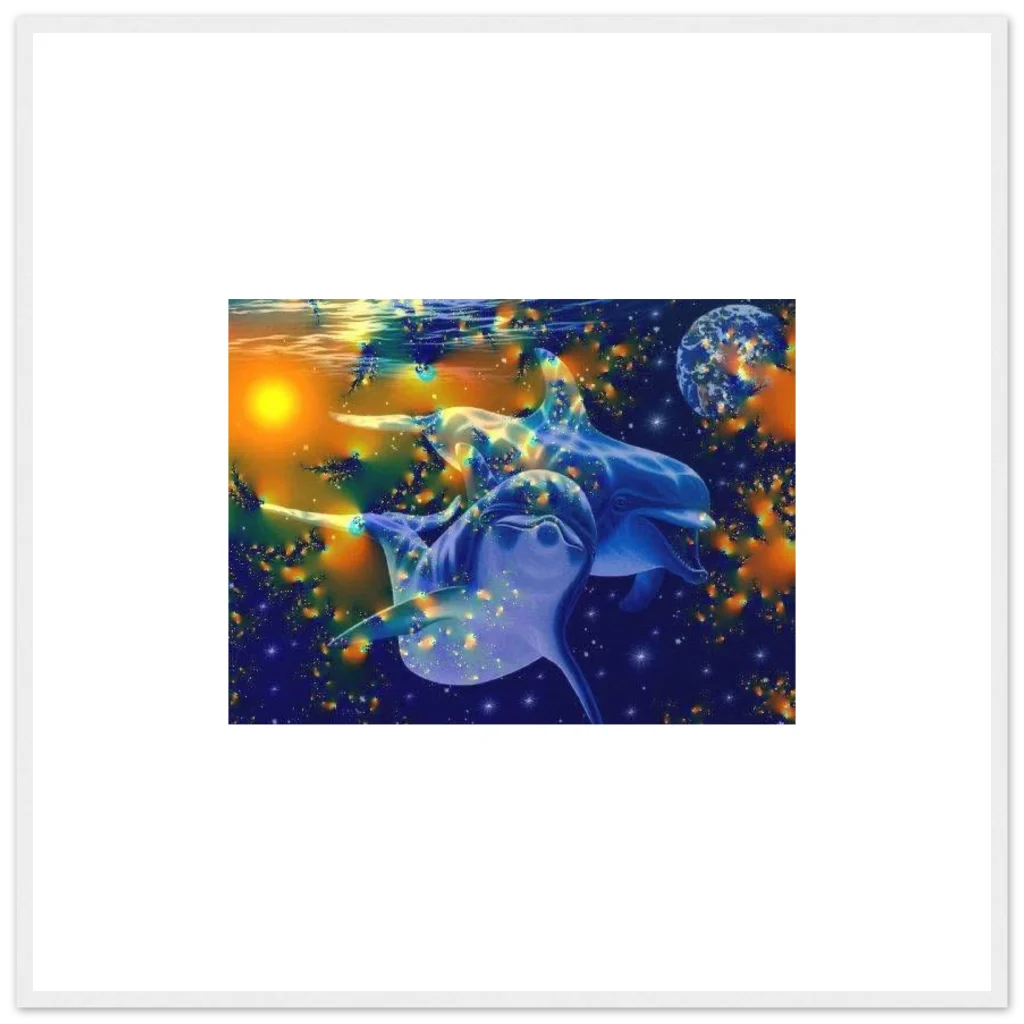 dolphin Premium Semi-Glossy Paper Wooden Framed Poster - Poster