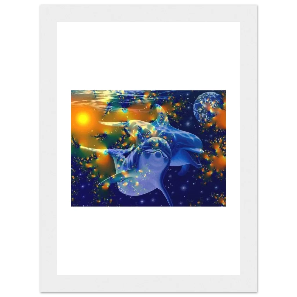 dolphin Premium Semi-Glossy Paper Wooden Framed Poster - Poster