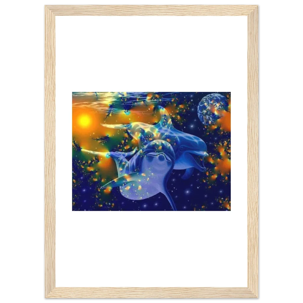 dolphin Premium Semi-Glossy Paper Wooden Framed Poster - Poster
