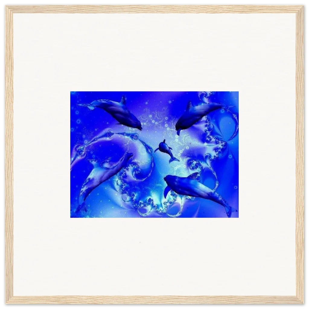 dancing dolphins Museum-Quality Matte Paper Wooden Framed Poster - Poster