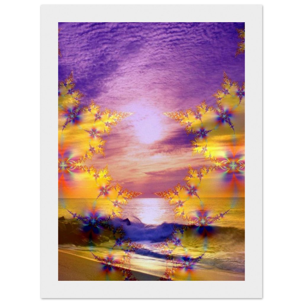 Framed Art Print of sunrise over a mystic ocean Museum-Quality Matte Paper Wooden Framed Poster