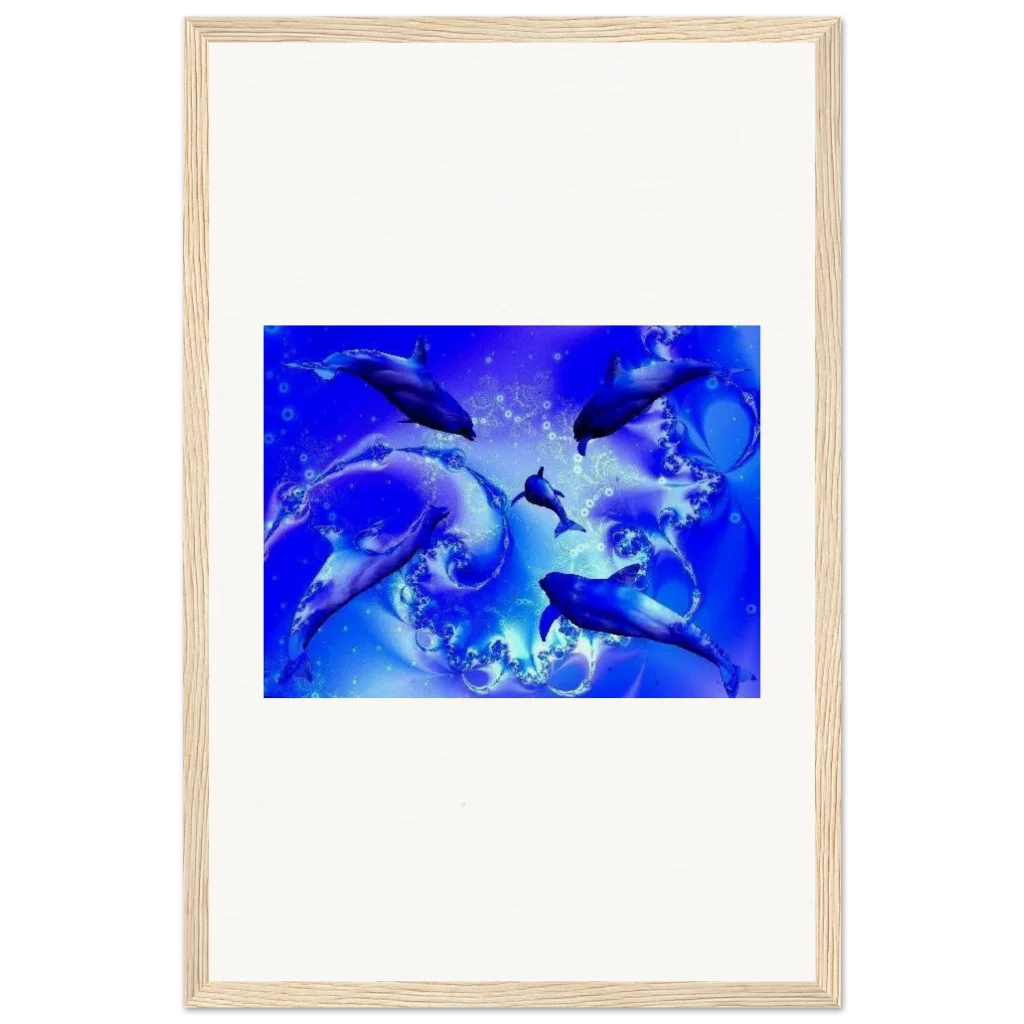 dancing dolphins Museum-Quality Matte Paper Wooden Framed Poster - Poster