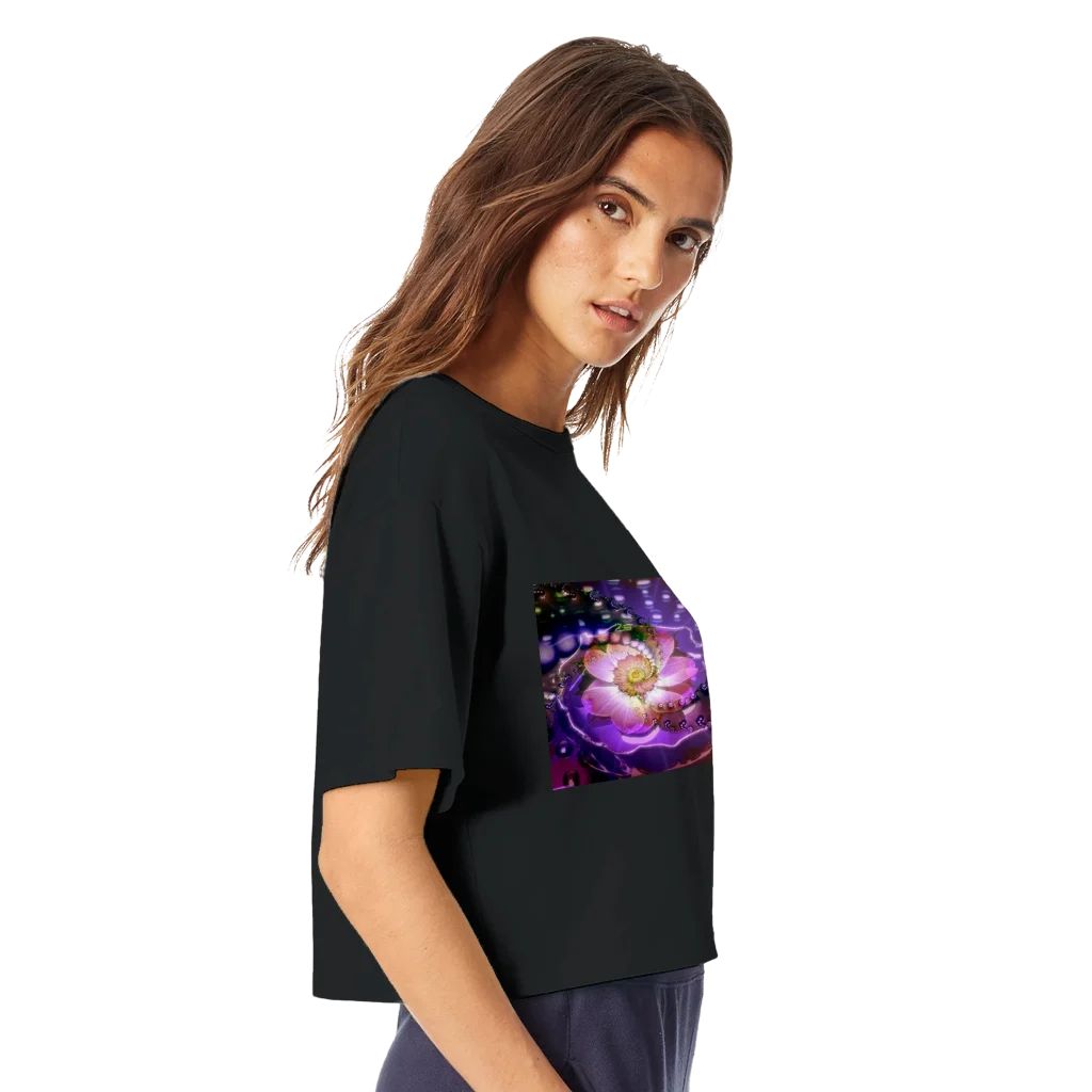 vibrant flower Women's Cropped Heritage Crewneck T-Shirt | Champion T453W - Poster