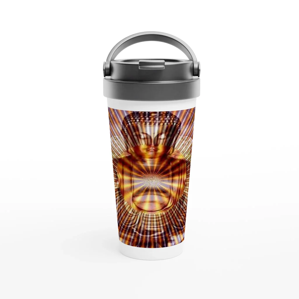 golden buddha White 15oz Stainless Steel Travel Mug - Poster